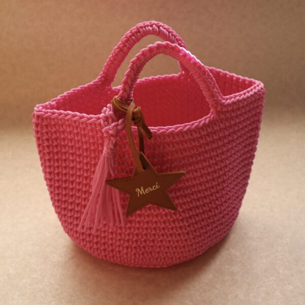 Moroccan Crochet mini tote Rose Pink-クロシェ編みミニトート ロゼピンク-